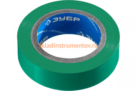 Изолента Зубр ЭЛЕК-10 ПВХ не поддерживает горение 10м /0 13х15мм/ зеленая 1233-4_z02