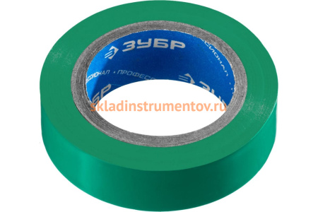 Изолента Зубр ЭЛЕК-10 ПВХ не поддерживает горение 10м /0 13х15мм/ зеленая 1233-4_z02