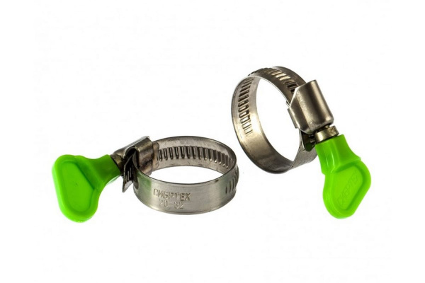 Металлические, червячные хомуты СИБРТЕХ 20-32мм, ширина 12мм, W4, с ключом, 2шт 476513