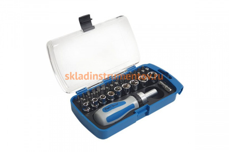 Реверсивная отвертка с набором бит и торцевыми головками РемоКолор 41 пр 33-4-314