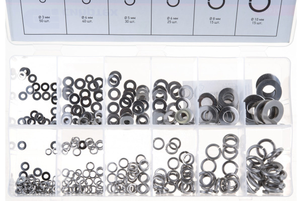 Набор шайб и гроверов СИБРТЕХ 350 предметов 47614