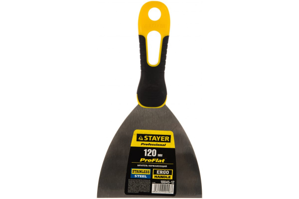 Шпатель с профилированным нержавеющим полотном и 2к ручкой 120мм STAYER PROFESSIONAL 10045-12