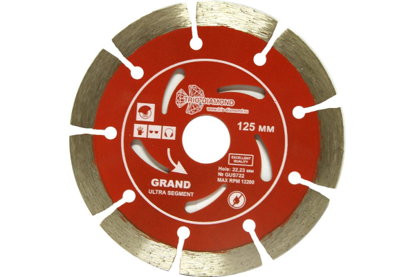 Диск алмазный отрезной Сегментный Grand hot press (125х22.23 мм) TRIO-DIAMOND GUS722 Диск алмазный отрезной Сегментный Grand hot press (125х22.23 мм) TRIO-DIAMOND GUS722