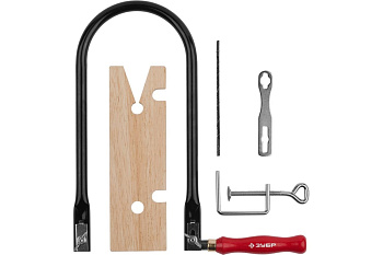 Набор Зубр Мастер для выпиливания лобзик ручной полотна по дереву струбцина затяжной ключ направляющий упор 10 предметов 15310-H10