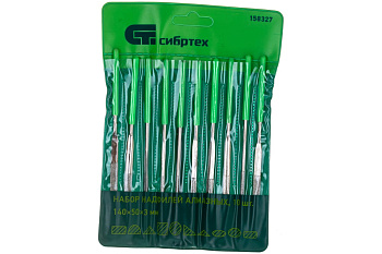 Набор алмазных надфилей 140х50х3, 10шт СИБРТЕХ 158327