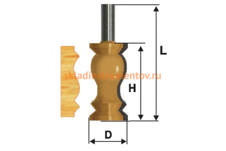 Фреза кромочная фигурная (32х57 мм; хвостовик 12 мм) по дереву Энкор 10686