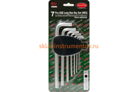 Набор ключей Г-образных 6-гранных длинных, 7 предметов ROCKFORCE RF-5072LS