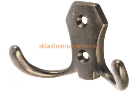 Мебельный крючок JET 585 двухрожковый, ант. серебро CQ585Z.002SA99