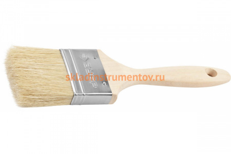 Кисть Зубр ЭКСПЕРТ Универсал плоская, для всех видов ЛКМ, светлая натуральная щетина, деревянная ручка, 2,5"/63мм 01005-063
