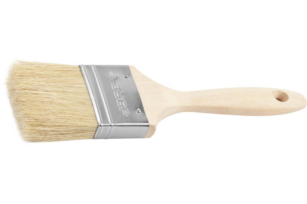 Кисть Зубр ЭКСПЕРТ Универсал плоская, для всех видов ЛКМ, светлая натуральная щетина, деревянная ручка, 2,5"/63мм 01005-063