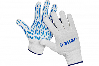 Перчатки хлопчатобумажные с защитой от скольжения (размер S-M) "Эксперт-протектор" Зубр 11452-S