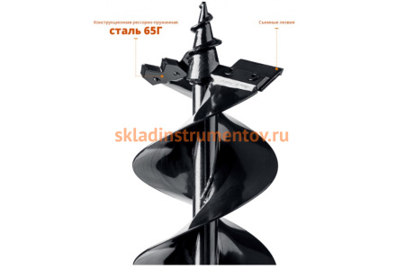 Шнек для мотобуров, мерзлый грунт, 200 мм, двухзаходный, Зубр 7052-20