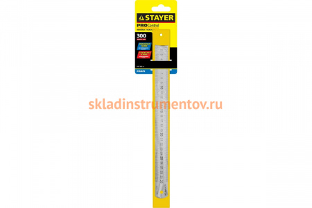 Нержавеющая линейка STAYER длина 0,3 м, ширина 25 мм, толщина 0,7 мм 3427-030_z01