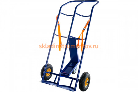 Тележка для баллонов RUSKLAD КП 2 с пневматическими колёсами и системой фиксации баллонов - ремень.