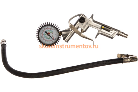 Пистолет для подкачки шин с манометром 8 АТМ металлический корпус ЭВРИКА ER-76101