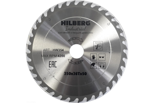 Диск пильный по дереву Industrial (350х50 мм; 36Т) Hilberg HW354