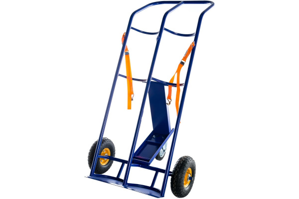 Тележка для баллонов RUSKLAD КП 2 с пневматическими колёсами и системой фиксации баллонов - ремень.