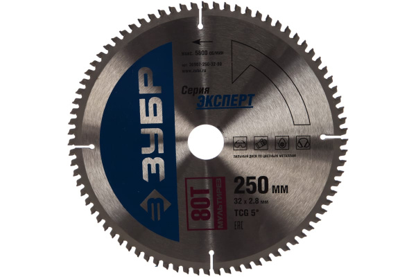 Диск пильный "Точный-МУЛЬТИ рез" (250х32 мм; 80Т) Зубр 36907-250-32-80 Диск пильный "Точный-МУЛЬТИ рез" (250х32 мм; 80Т) Зубр 36907-250-32-80