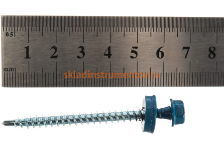 Саморезы Зубр для крепления кровельных материалов к деревянной обрешетке, цвет RAL 5009 небесно-голубой, оцинкованные, 4,8x60мм, 200шт 4-300315-48-060-5009