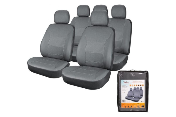 Универсальные чехлы на сиденья Airline CARDINAL, 11 предметов, экокожа, цвет серый ACS-UEL-01