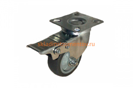 Колесо темно-серая мягкая гладкая резина поворотное с тормозом SCGB25 50 мм MFK-TORG 8054050М