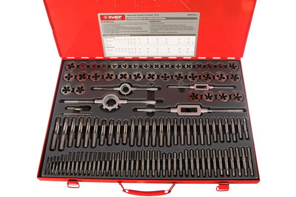 Набор метчиков и плашек МАСТЕР, сталь 9ХС, 110 предметов ЗУБР 28119-H110_z01