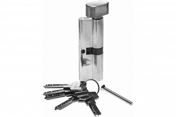 Цилиндровый механизм Зубр Эксперт повышенной защищенности тип ключ-защелка цвет хром 6-PIN 90 мм 52107-90-2