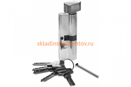 Цилиндровый механизм Зубр Эксперт повышенной защищенности тип ключ-защелка цвет хром 6-PIN 90 мм 52107-90-2