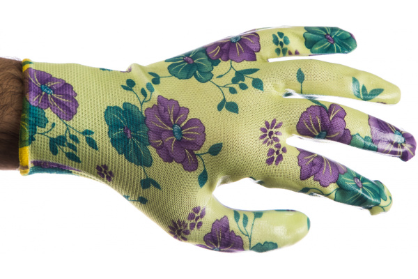 Садовые перчатки с прозрачным нитриловым покрытием Grinda зеленые, р. L-XL 11295-XL