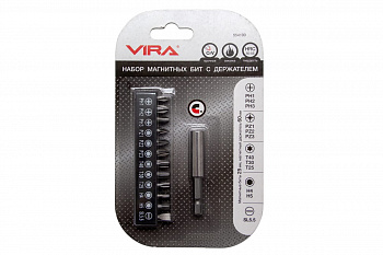 Набор бит 12 шт с магнитным держателем VIRA 554100