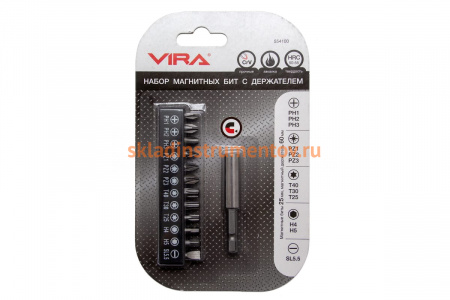 Набор бит 12 шт с магнитным держателем VIRA 554100