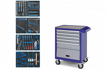 Набор инструментов KING TONY "FOCUS" в синей тележке, 188 предметов 934-188AMB