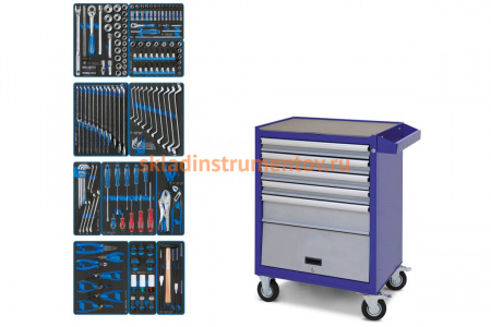 Набор инструментов KING TONY "FOCUS" в синей тележке, 188 предметов 934-188AMB