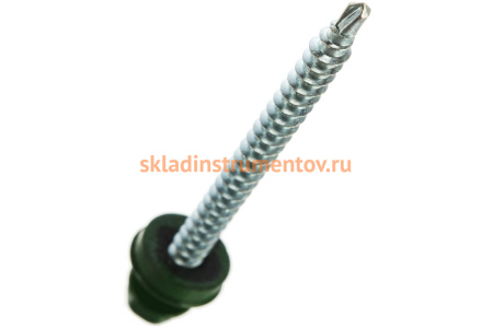 Саморезы Зубр для крепления кровельных материалов к деревянной обрешетке, цвет RAL 6002 зеленый лист, оцинкованный, 4,8x65мм, 180шт 4-300315-48-065-6002