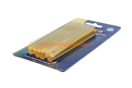 Клей желтый, прозрачный (12 шт; 7х100 мм) для клеевого пистолета ПРАКТИКА 641-626