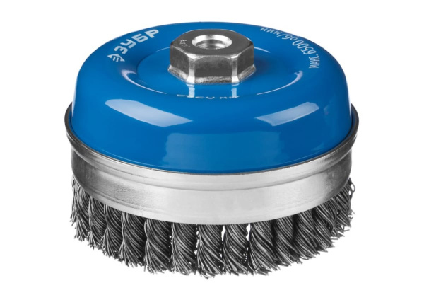 Щетка ЭКСПЕРТ чашечная усиленная для УШМ (120 мм, М14, жгутированная проволока 0.8 мм) Зубр 35271-120_z01