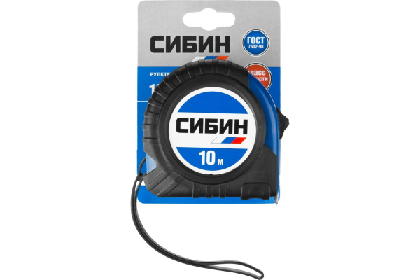 Рулетка в ударостойком обрезиненном корпусе СИБИН 10м / 25мм 34019-10-25 Рулетка в ударостойком обрезиненном корпусе СИБИН 10м / 25мм 34019-10-25