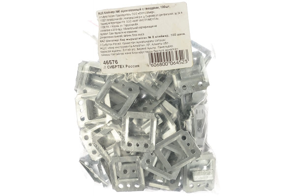 Кляймер №6 СИБРТЕХ оцинкованный с гвоздями, 100шт 46576