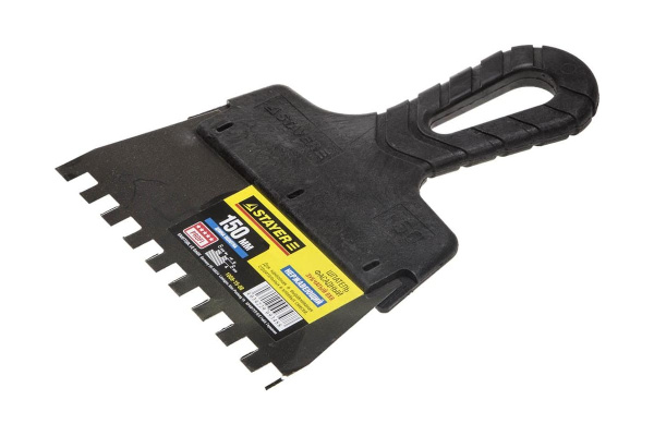 Нержавеющий зубчатый шпатель STAYER 1009-15-08