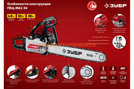 Бензопила ЗУБР ПБЦ-М62-50