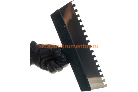 Фасадный зубчатый шпатель (нержавеющая сталь, 350мм, зуб.10x10мм) РемоКолор Мастер 12-9-350