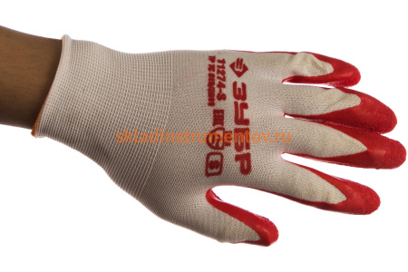 Садовые перчатки Зубр МАСТЕР тонкие, с рельефным латексным покрытием, размер 7/S 11274-S