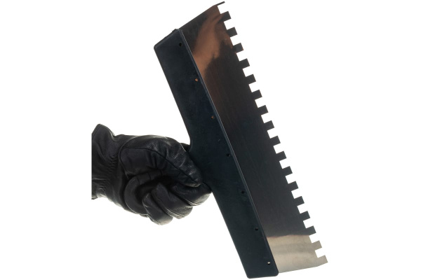 Фасадный зубчатый шпатель (нержавеющая сталь, 350мм, зуб.10x10мм) РемоКолор Мастер 12-9-350