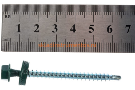 Саморезы Зубр для крепления кровельных материалов к деревянной обрешетке, цвет RAL 6005 зеленый насыщенный, оцинкованный, 4,8x60мм, 200шт 4-300315-48-060-6005