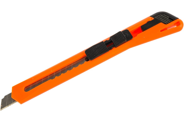 Нож 9 мм, фиксатор, цвет корпуса ассорти, упаковка с европодвесом, BRAUBERG 230914