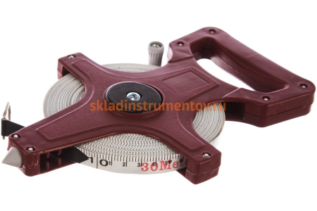 Землемерная рулетка (красный открытый корпус, фибергласовая лента 30 м) КУРС 17663