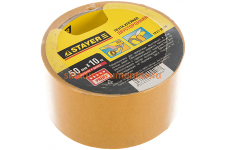 Лента клеящая двухсторонняя "PROFI" (50 мм; 10 м) Stayer 1221-50-10