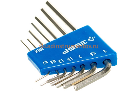 Набор ключей имбусовых Зубр "Эксперт" Мини для точных работ Cr-V HEX 0,7 0,9 1,3 1,5 2 2,5 3 мм 7 шт. 27471-H7