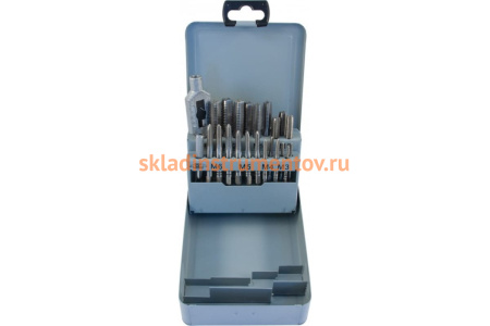 Набор метчиков Thorvik T-COMBO трехпроходные, ручные, универсальные, 22 предмета MTS22 52886