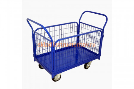 Платформенная тележка TOR ТП-3С 700х1200, с бортами из сетки и двумя ручками, без колес 1011524